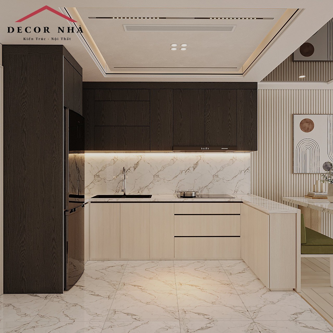 Thiết kế nội thất phòng bếp phong cách hiện đại 