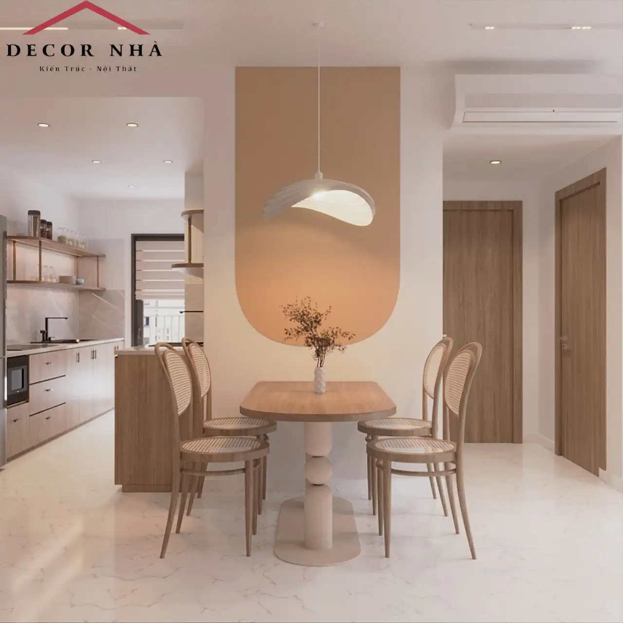 Thiết kế nội thất phòng bếp vối sự kết hợp giữa hai phong cách 