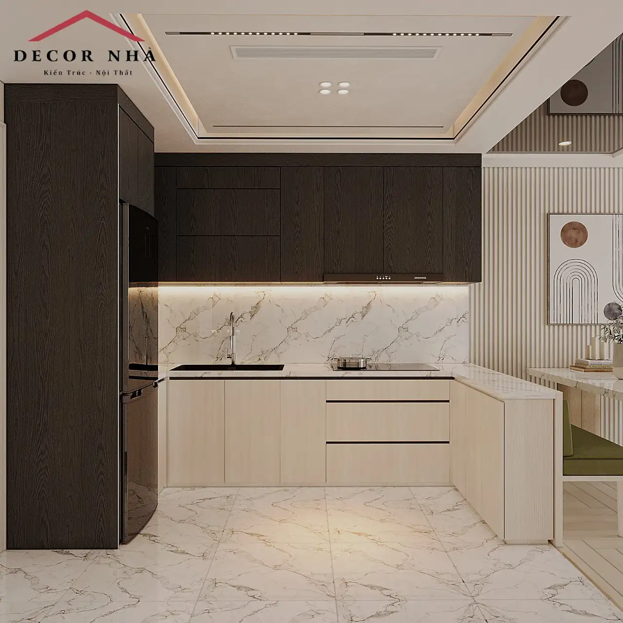 Thiết kế nội thất nhà bếp mang phong cách hiện đại 