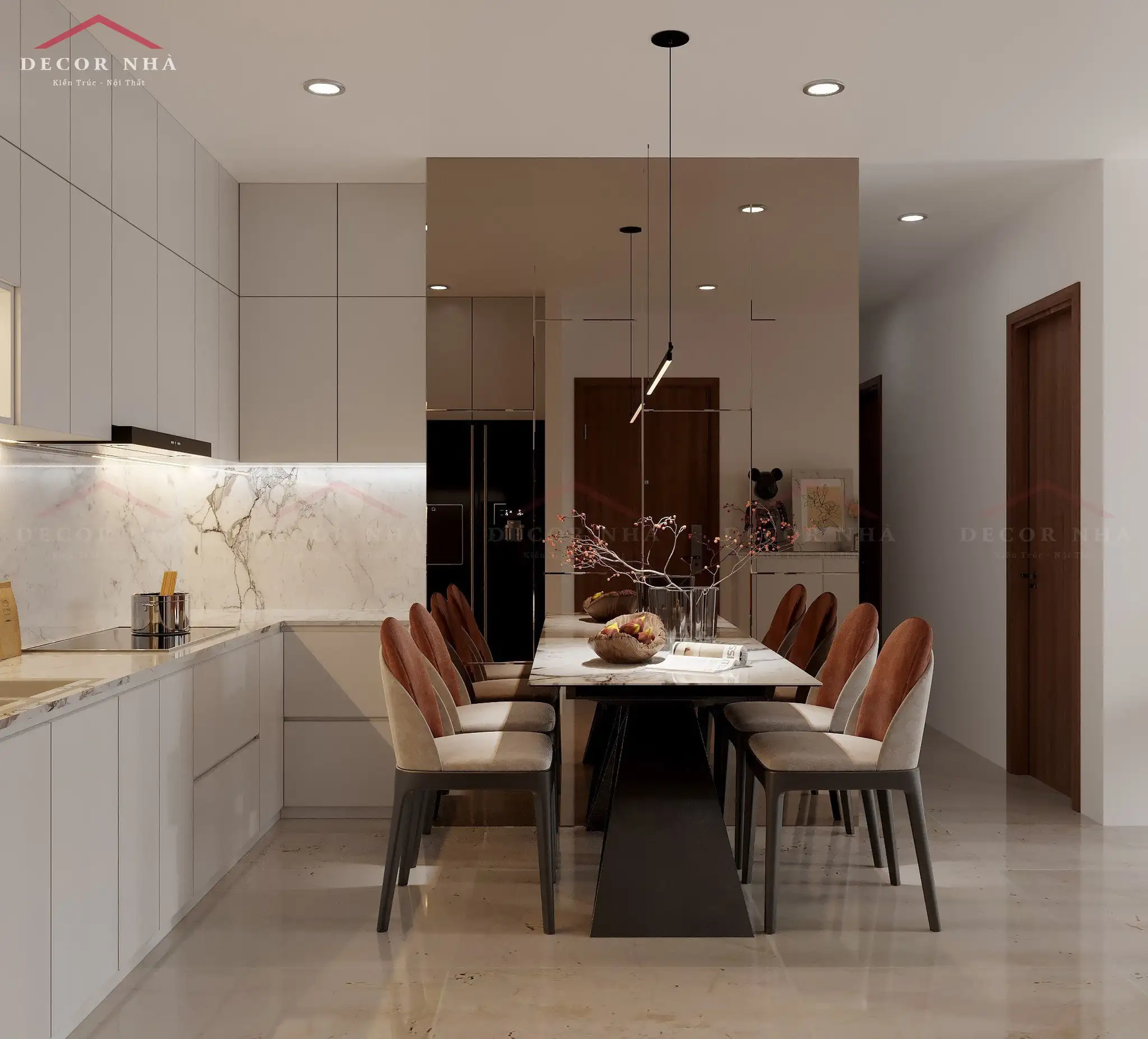 Thiết kế nội thất phòng bếp sang trọng, tiện nghi
