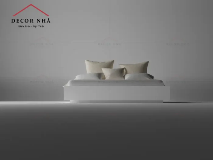 Giường MDF Màu Trắng Có Bục Nâng
