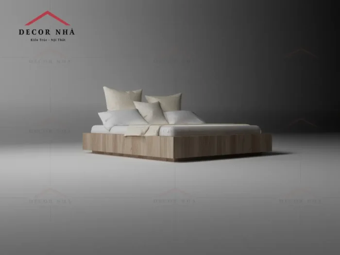 Giường Vân Gỗ MDF Có Bục Nâng