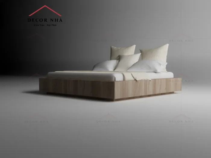 Giường Vân Gỗ MDF Có Bục Nâng