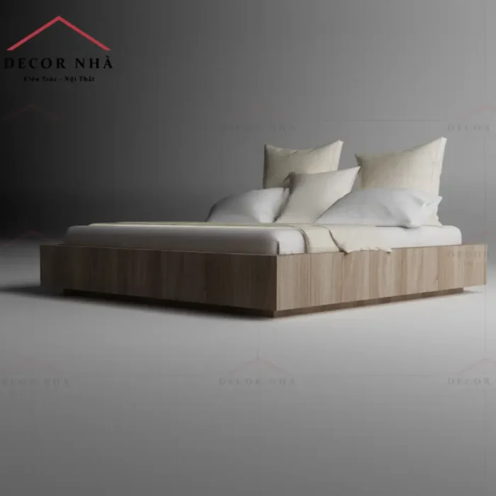 Giường Vân Gỗ MDF Có Bục Nâng