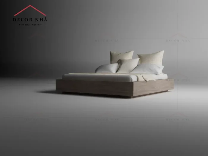 Giường Ngủ Có Bục Nâng Màu Vân Gỗ