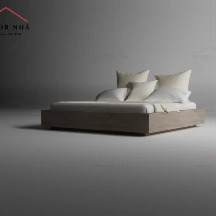 Giường Ngủ Có Bục Nâng Màu Vân Gỗ