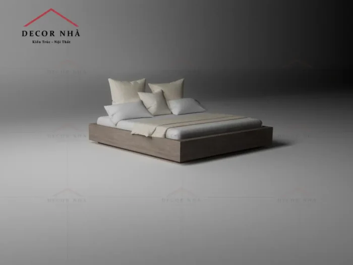 Giường Ngủ Có Bục Nâng Màu Vân Gỗ