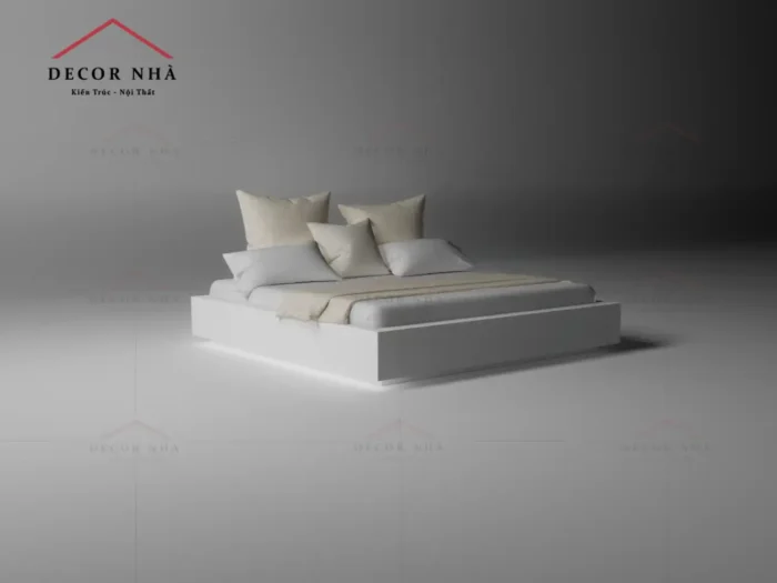 Giường MDF Màu Trắng Có Bục Nâng