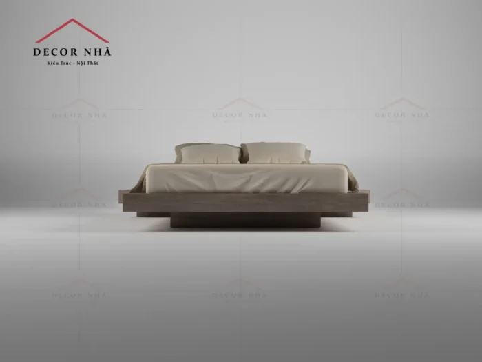 Giường Vân Gỗ MDF Kết Hợp Với Tủ Đầu Giường