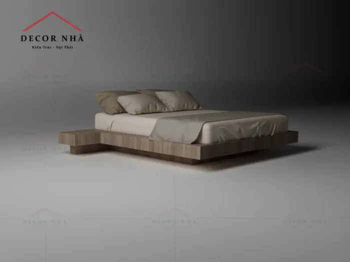 Giường Ngủ Vân Gỗ Kết Hợp Tủ Đầu Giường