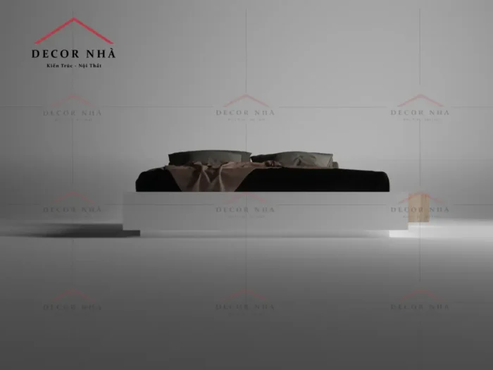 Giường MDF Trắng Gắn Liền Với Tủ