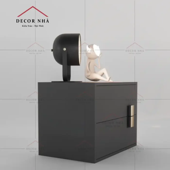 Tủ Đầu Giường Gỗ Công Nghiệp MDF Màu Đen - TPD014