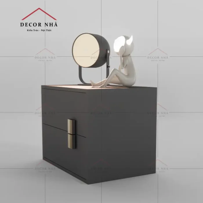 Tủ Đầu Giường Gỗ Công Nghiệp MDF Màu Đen - TPD014