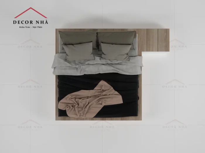 Giường MDF Kết Hợp Tủ Đầu Giường Bên Hông