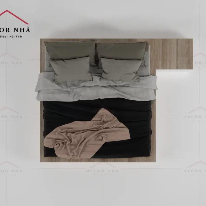 Giường MDF Kết Hợp Tủ Đầu Giường Bên Hông
