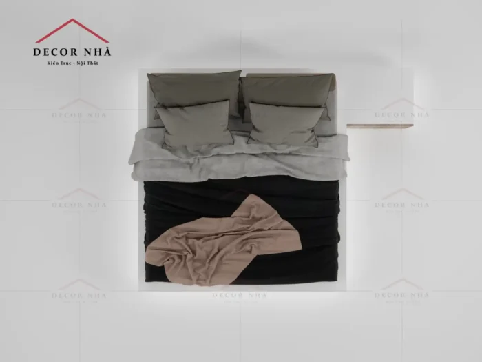 Giường MDF Trắng Gắn Liền Với Tủ
