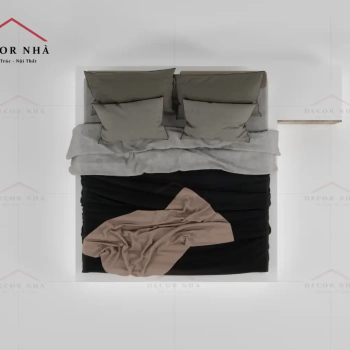 Giường MDF Trắng Gắn Liền Với Tủ