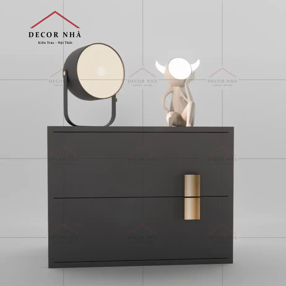 Tủ Đầu Giường Gỗ Công Nghiệp MDF Màu Đen - TPD014