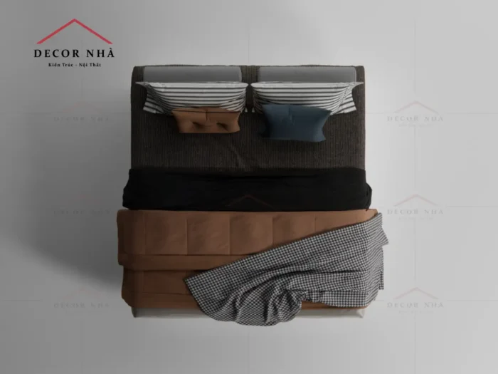 Giường Ngủ Gỗ MDF Chân Sắt