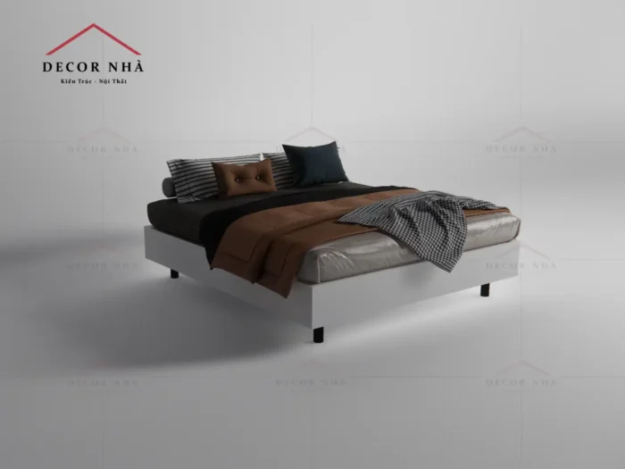 Giường Ngủ Gỗ MDF Chân Sắt