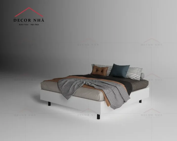 Giường Ngủ Gỗ MDF Chân Sắt