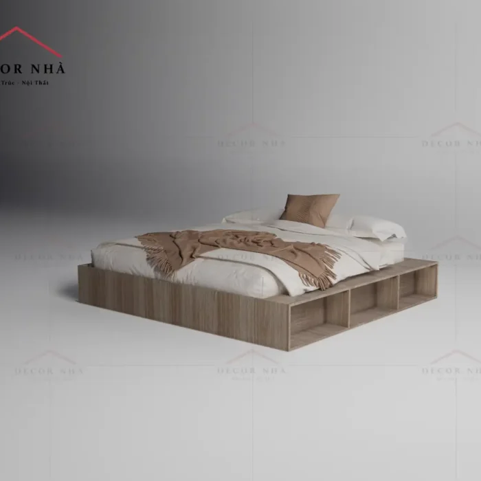 Giường Gỗ MDF Phủ Melamine Có Ngăn Đựng Đồ