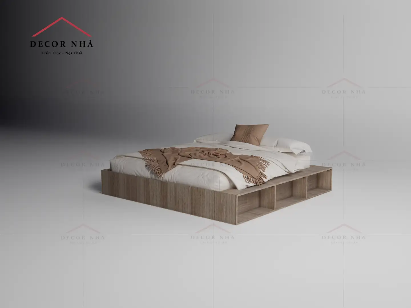 Giường Gỗ MDF Phủ Melamine Có Ngăn Đựng Đồ