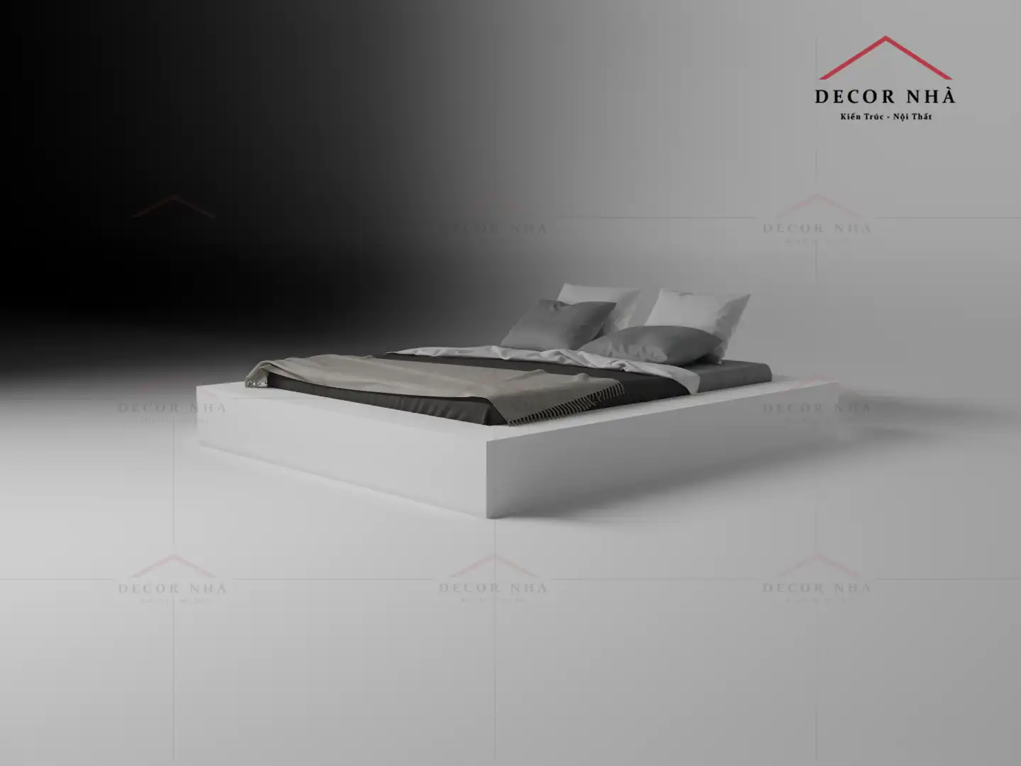 Giường Ngủ MDF Màu Trắng