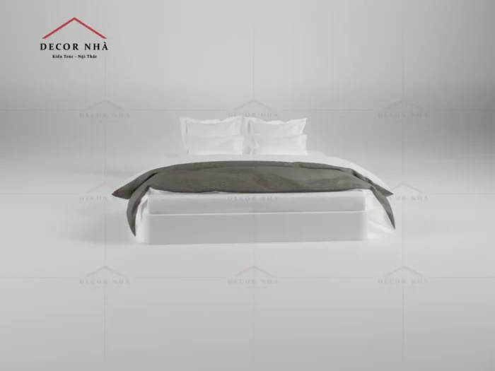 Giường Bọc Nệm Màu Trắng