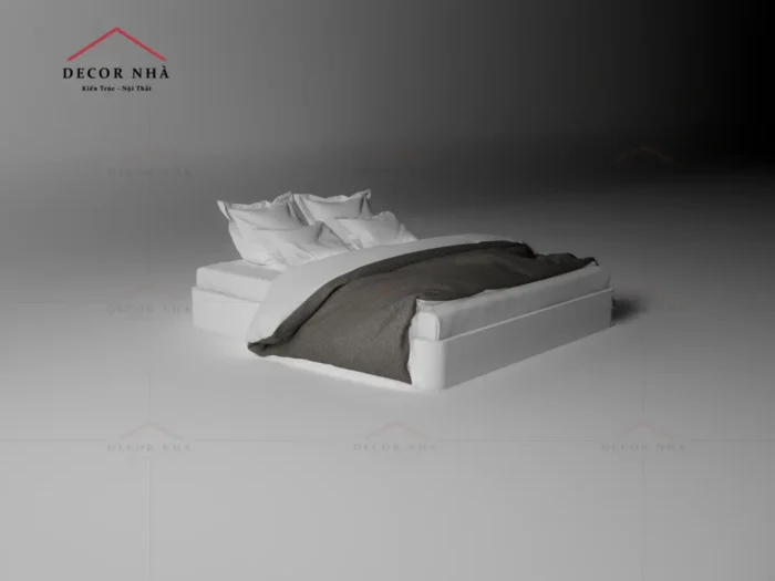 Giường Bọc Nệm Màu Trắng