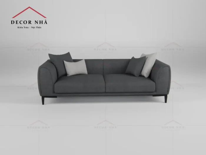 Ghế sofa bọc nỉ xám với chân sắt