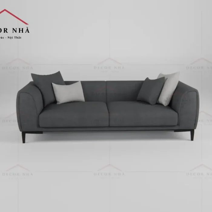 Ghế sofa bọc nỉ xám với chân sắt