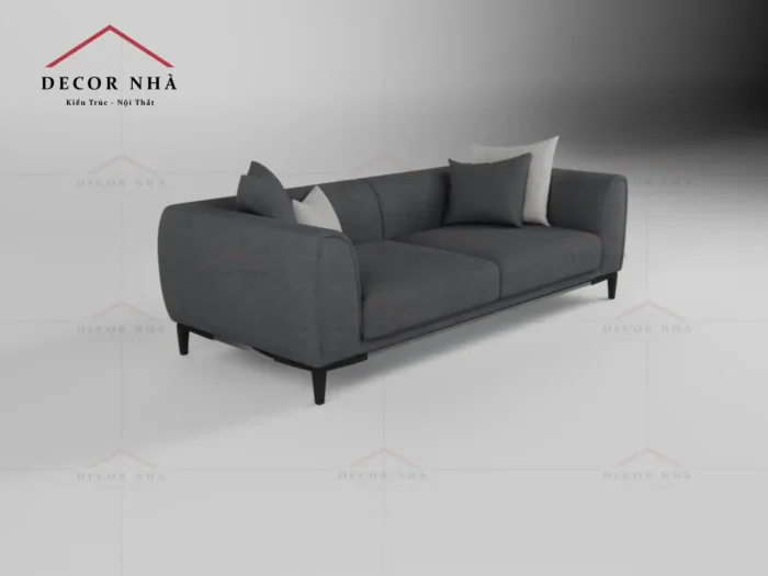 Ghế sofa bọc nỉ xám với chân sắt