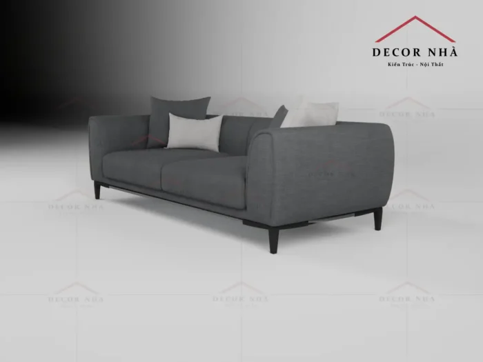 Ghế sofa bọc nỉ xám với chân sắt