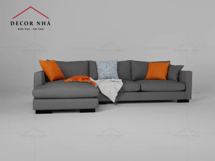 Sofa bọc vải hiện đại chân kim loại