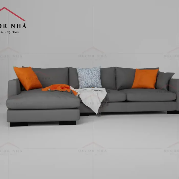 Sofa bọc vải hiện đại chân kim loại