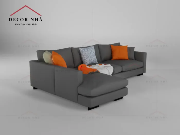 Sofa bọc vải hiện đại chân kim loại