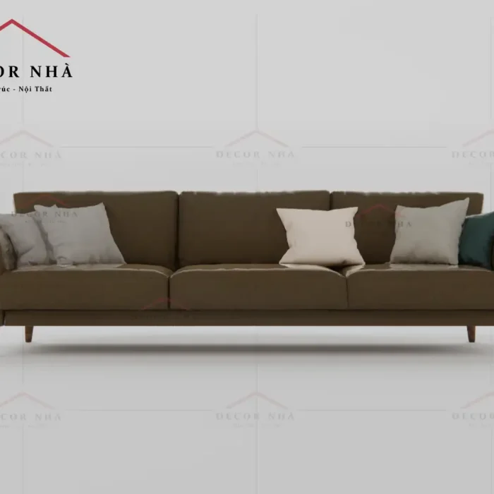 Sofa bọc da bóng chân gỗ