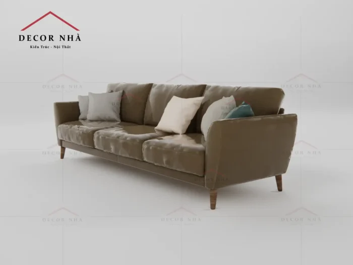 Sofa bọc da bóng chân gỗ