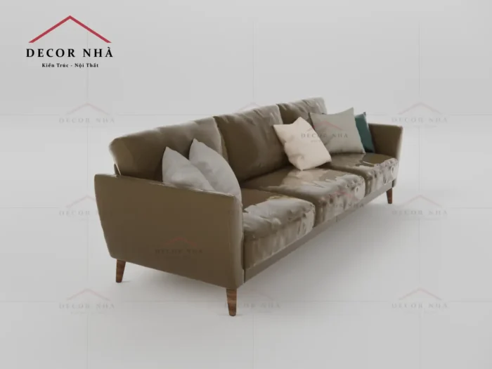 Sofa bọc da bóng chân gỗ