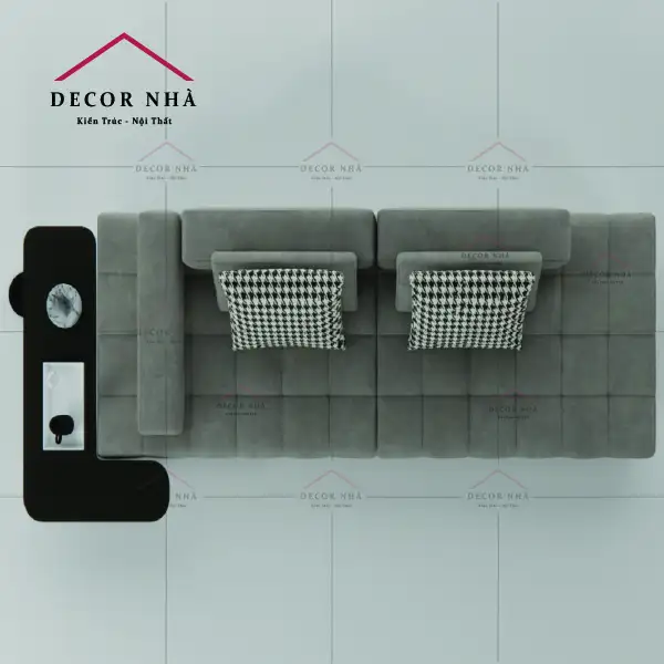 Ghế sofa bọc vải kết hợp bàn trà sang trọng
