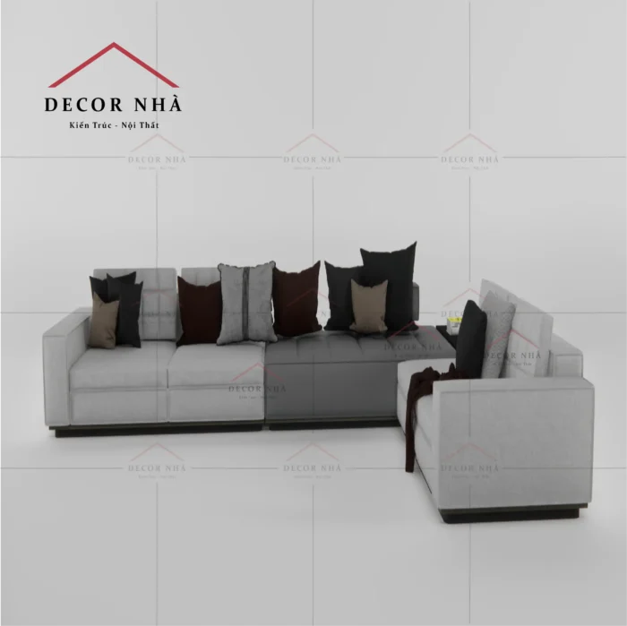 Sofa góc L kết hợp bàn trà hiện đại