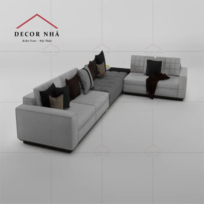 Sofa góc L kết hợp bàn trà hiện đại
