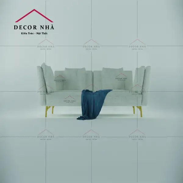 Sofa bọc vải chân sắt mạ vàng