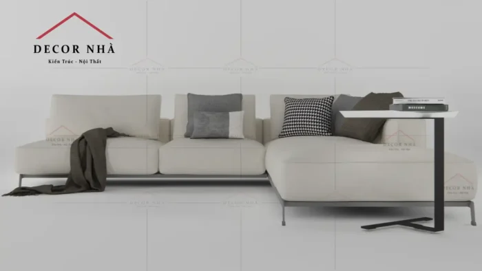 Sofa chân sắt bọc vải góc L