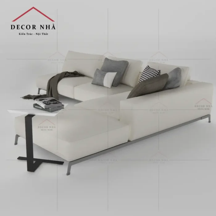 Sofa chân sắt bọc vải góc L