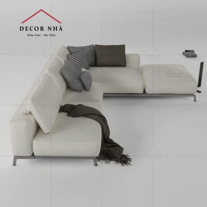 Sofa chân sắt bọc vải góc L