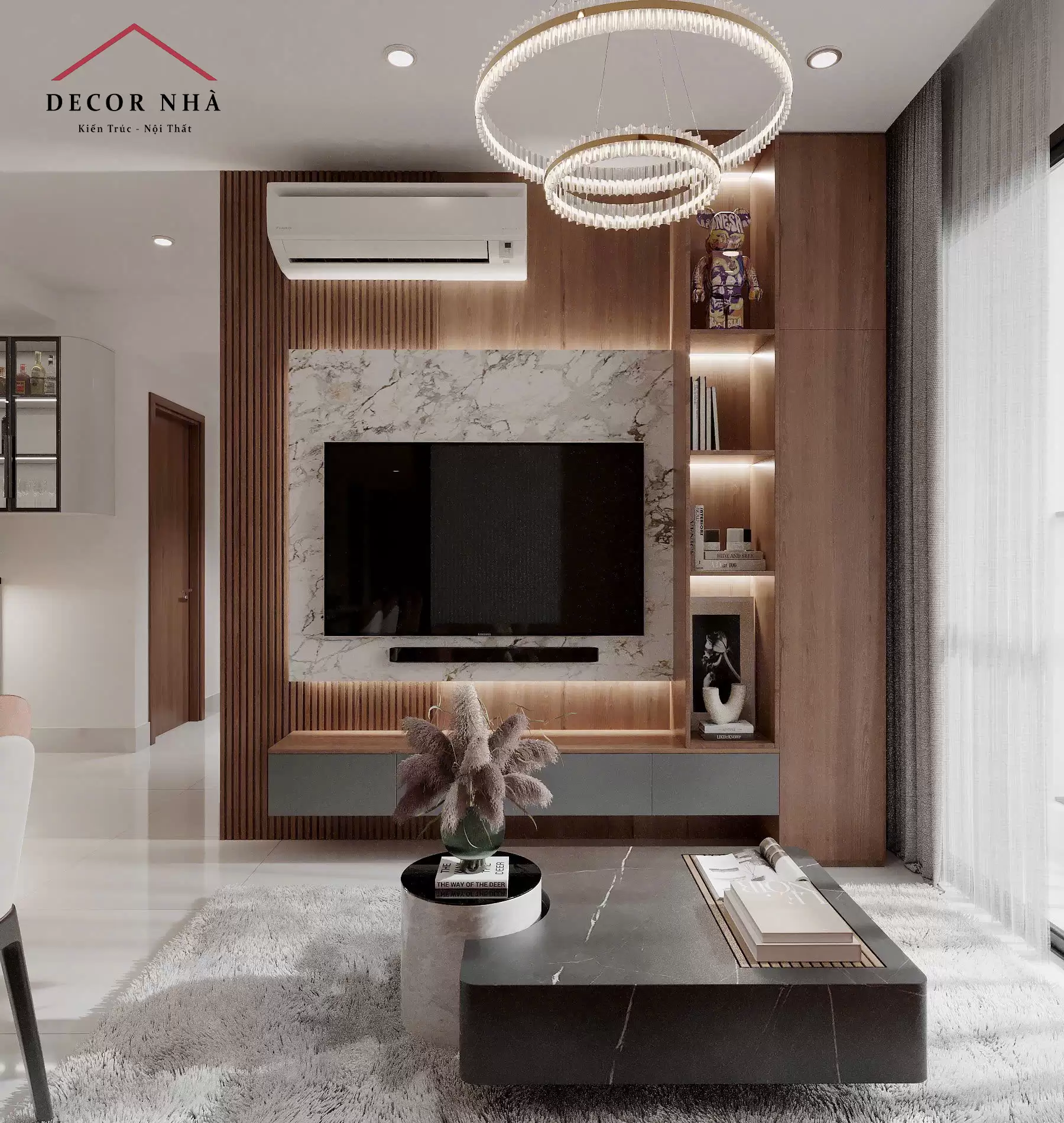 Phong cách hiện đại (Modern Minimalist) kết hợp tinh tế với các yếu tố sang trọng (Luxury)
