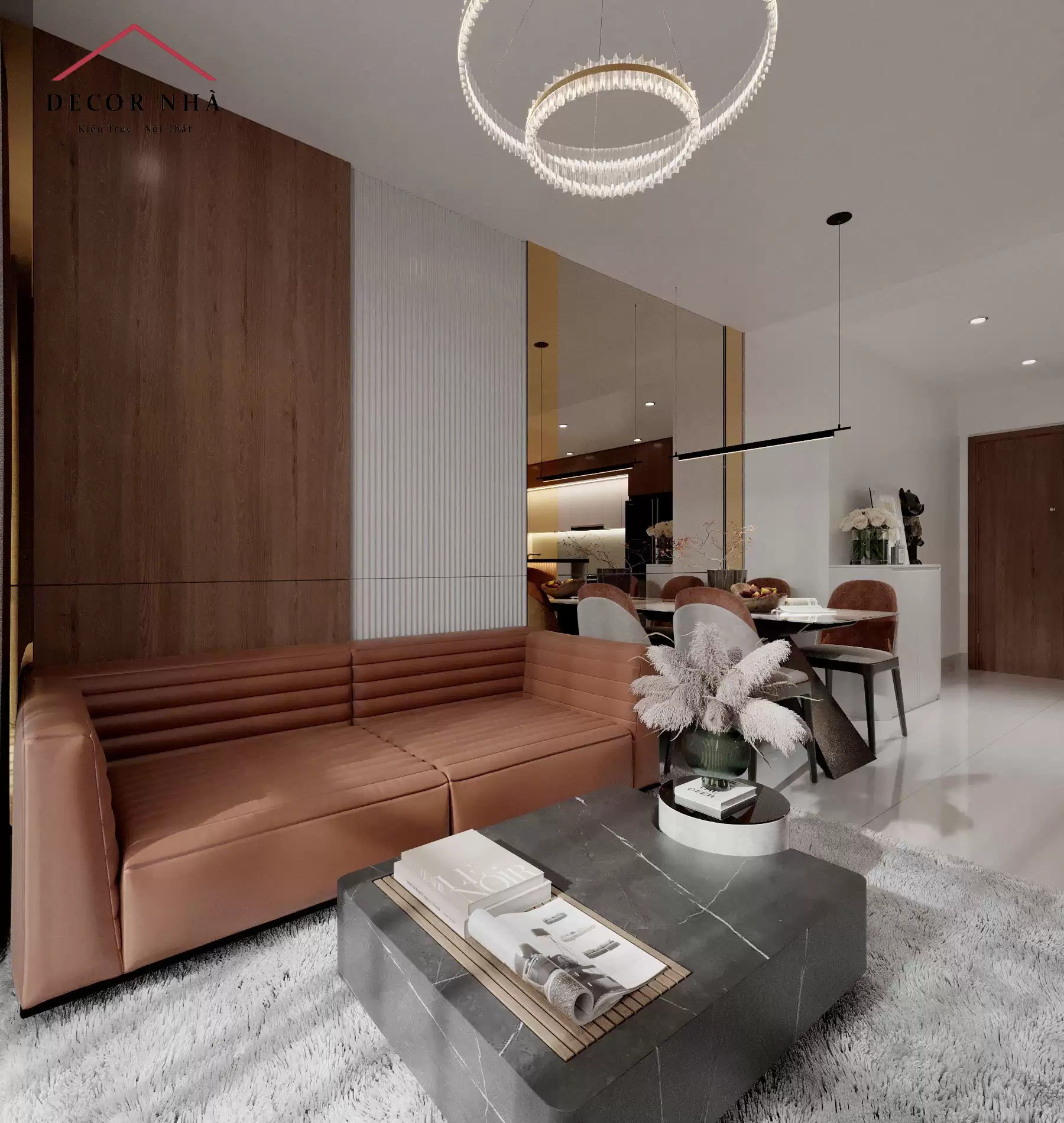 Phong cách hiện đại (Modern Minimalist) kết hợp tinh tế với các yếu tố sang trọng (Luxury)