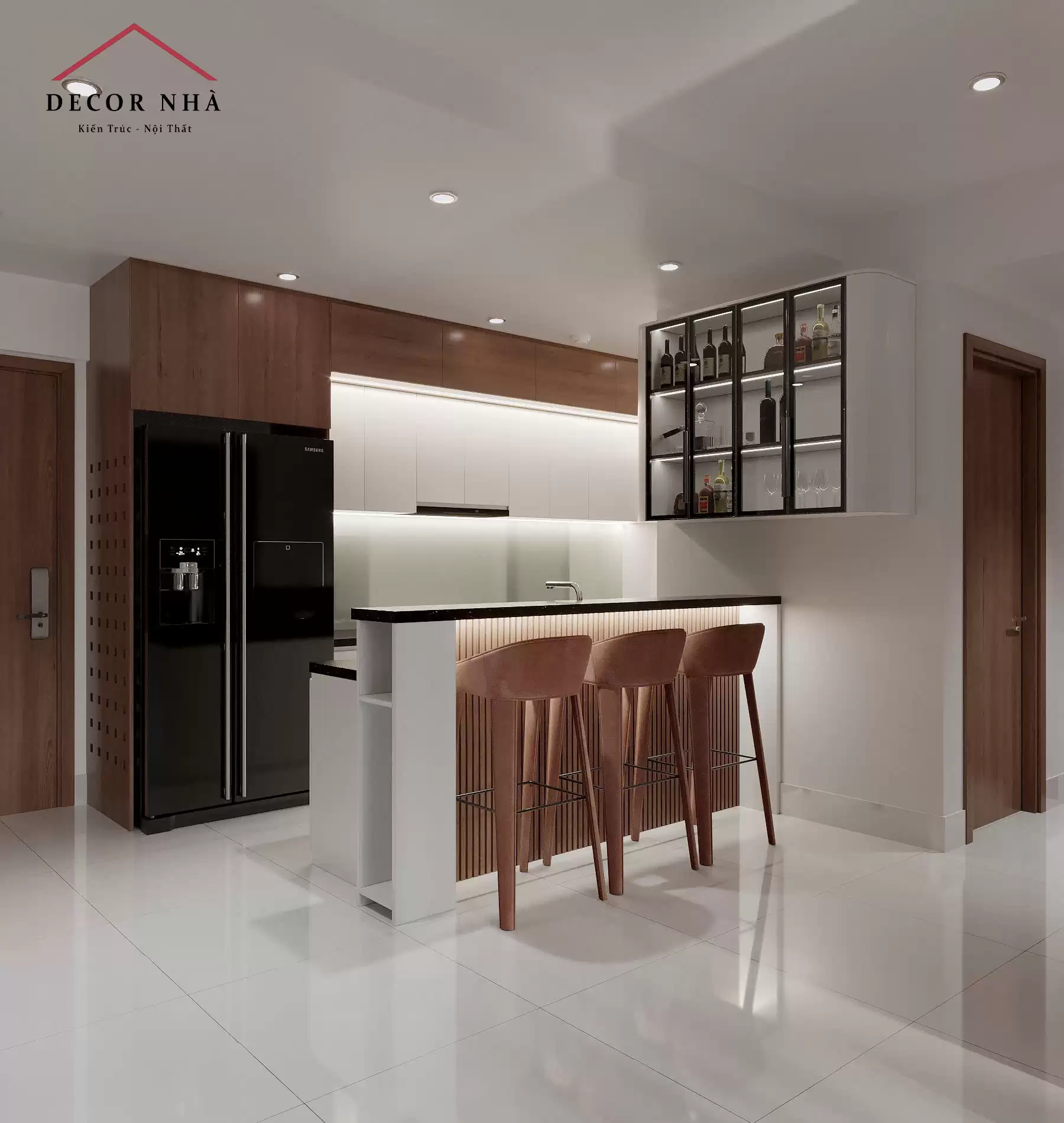 Phong cách hiện đại (Modern Minimalist) kết hợp tinh tế với các yếu tố sang trọng (Luxury)